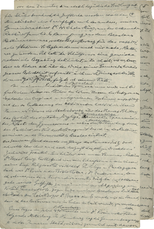 Auszug aus Max Grunwalds Autobiografie „Achtzig Jahre meines Lebens“, Central Archives for the History of the Jewish People, P97-3 Grunwald, Max - Private Collection.