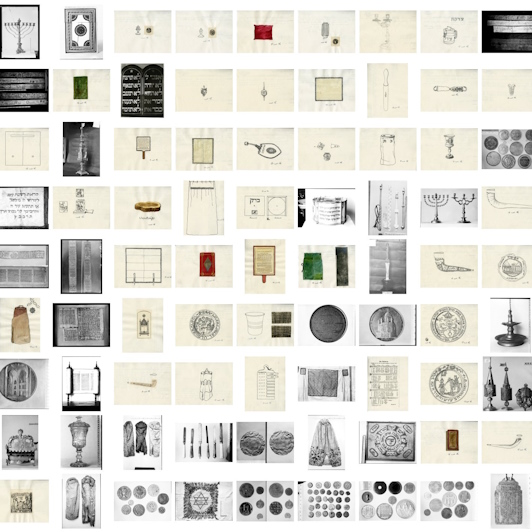 Fotos von Objekten und Karteikarten aus der Sammlung der Gesellschaft für jüdische Volkskunde Hamburg, vermutlich 1929, aufgenommen im Museum für Völkerkunde Hamburg, Fotos: MARKK Fotoarchiv, Sammlung Gesellschaft für jüdische Volkskunde.